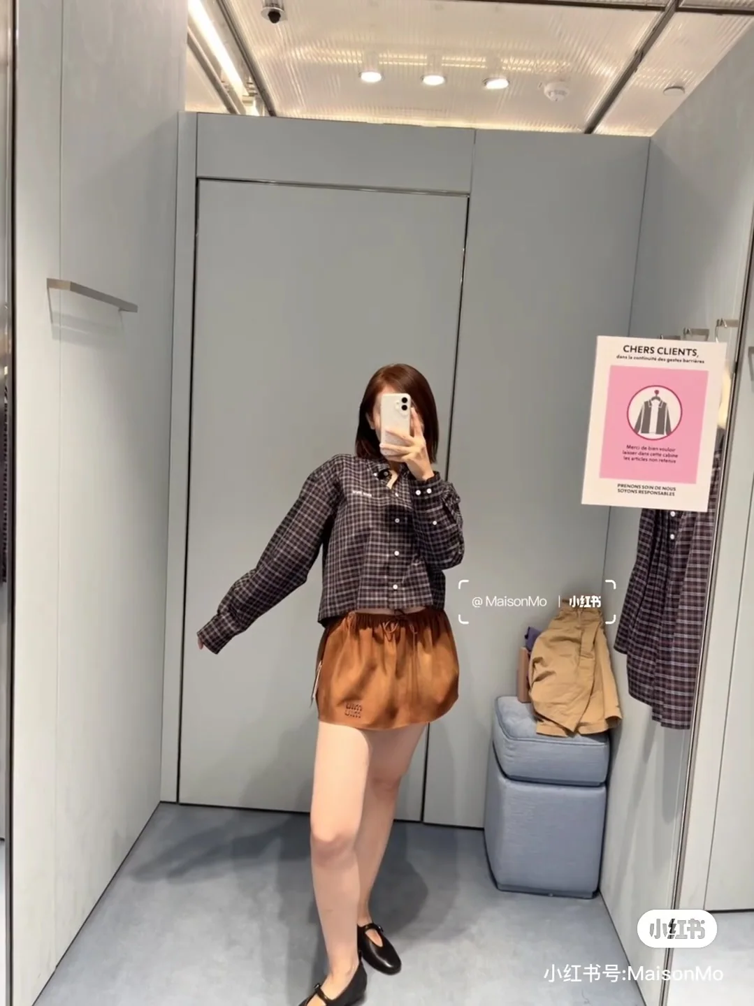 미우미우 체크 셔츠 원피스 상세 이미지 9