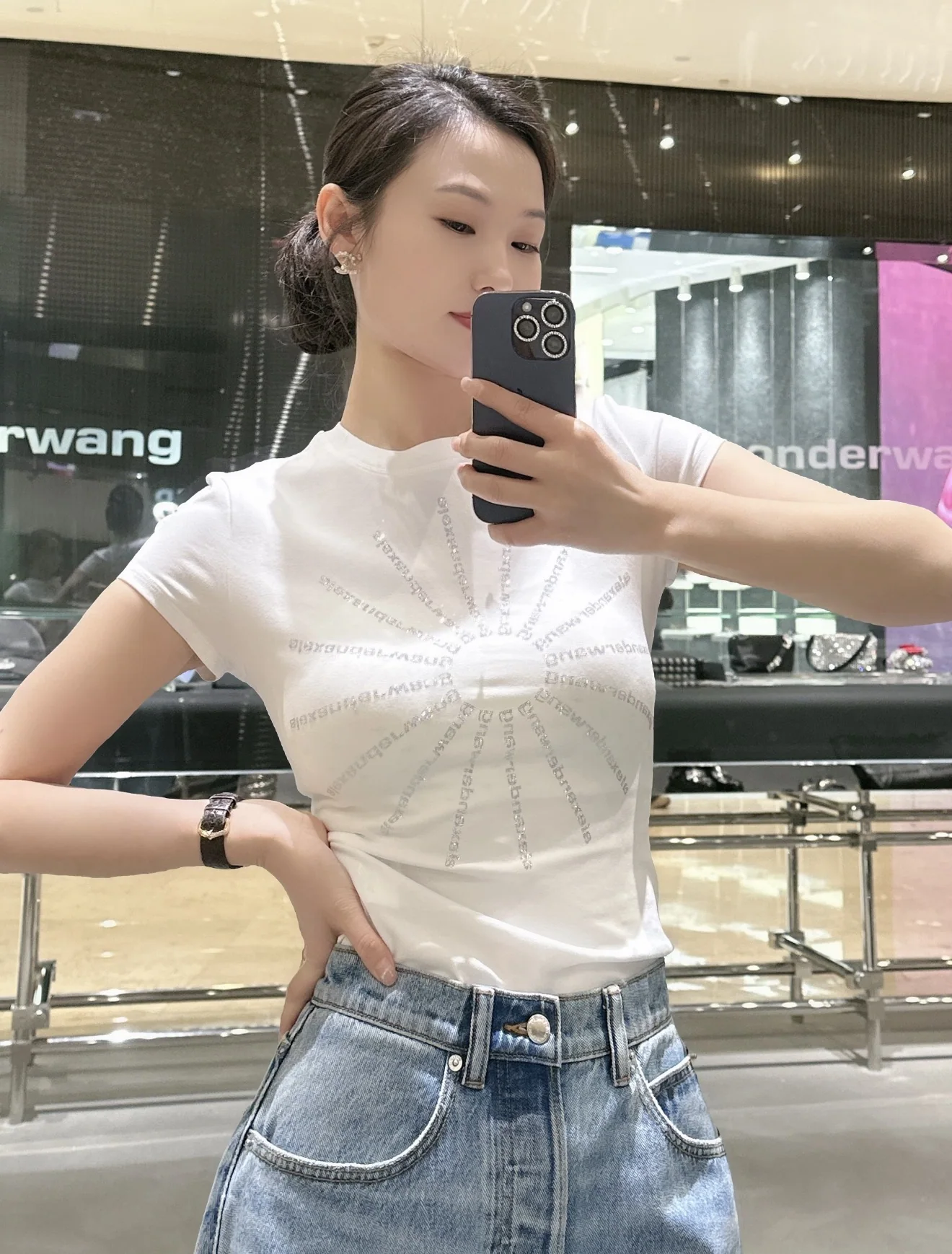 알렉산더왕 라인스톤 장식 여성 반팔 티셔츠 상세 이미지 7