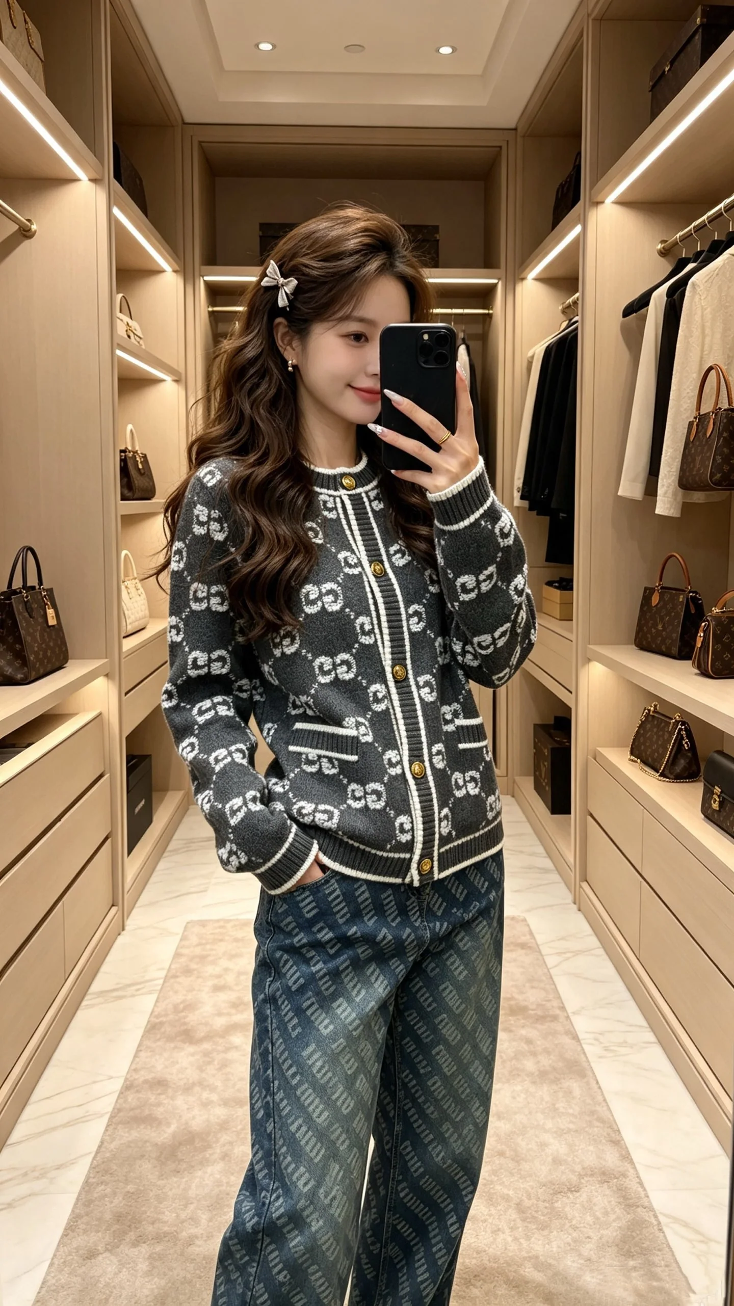 구찌 더블 G 자카드 크루넥 가디건 146553