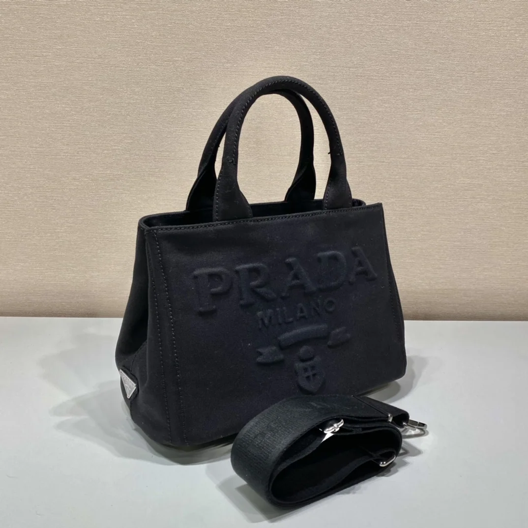 프라다 3 D 문자 라벨 린넨 핸드백 1BG439 상세 이미지 3