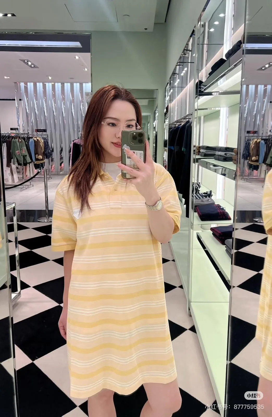 폴로 여성 스트라이프 폴로 원피스 상세 이미지 6
