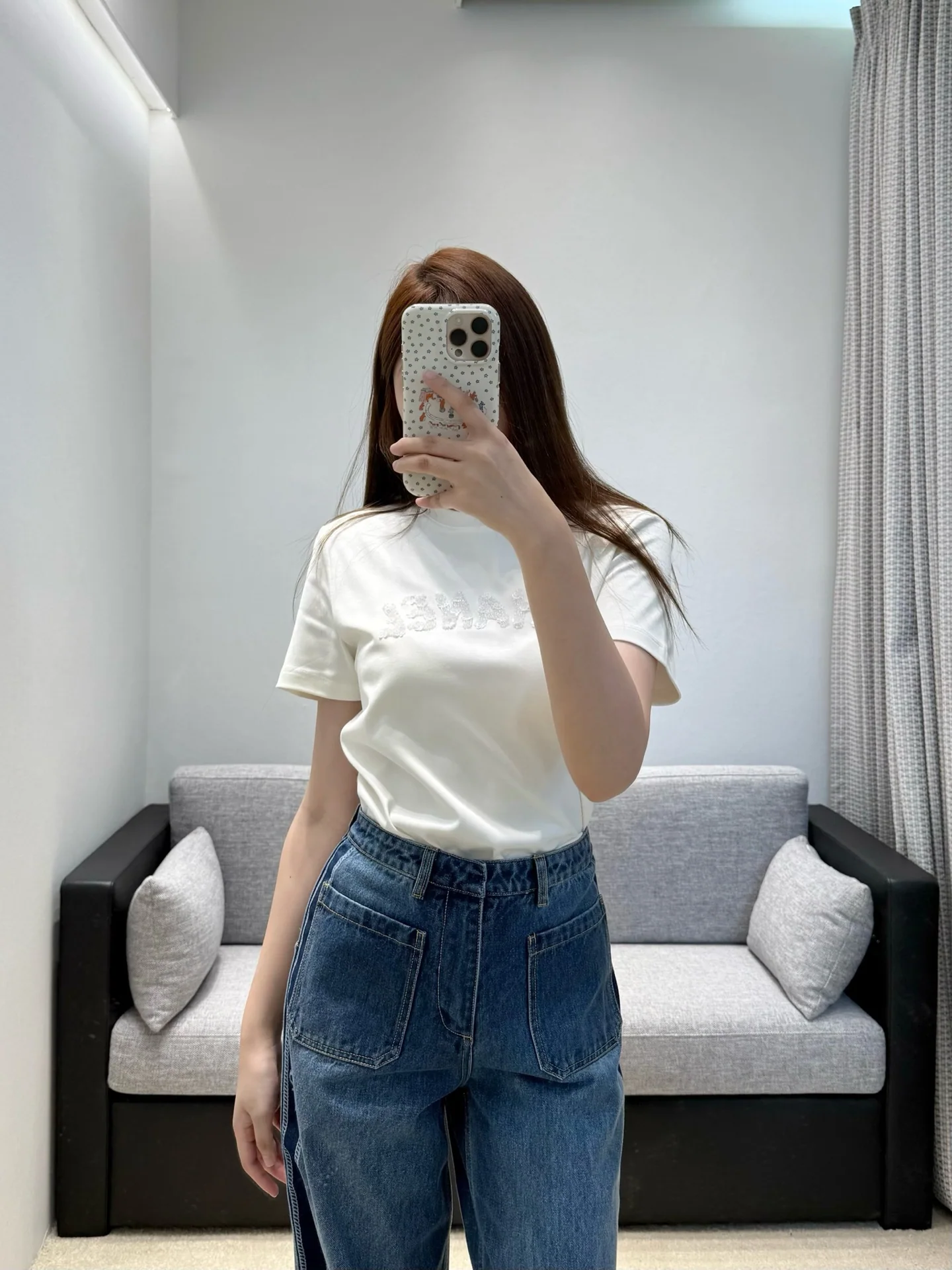 샤넬 비즈 장식 여성 반팔 티셔츠 상세 이미지 3