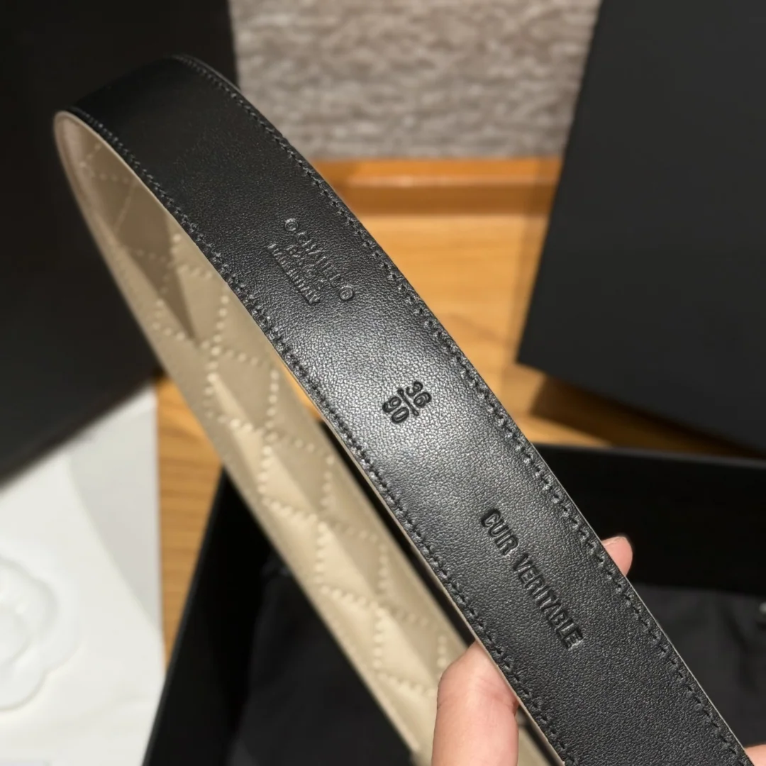 샤넬 다이아몬드 패턴 램스킨 메탈 로고 벨트 상세 이미지 8