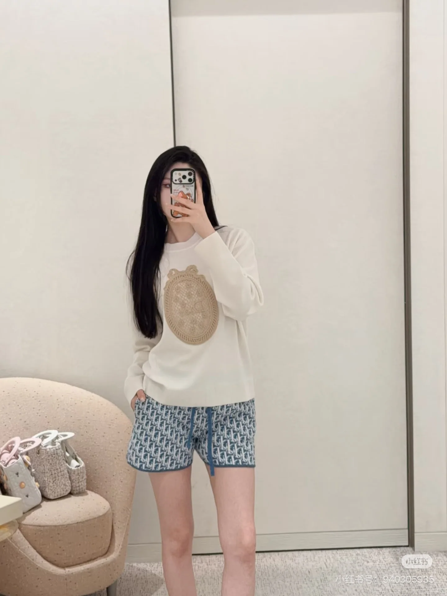 디올 가든 월드 3 D 자수 울 실크 니트 긴팔 탑 상세 이미지 2