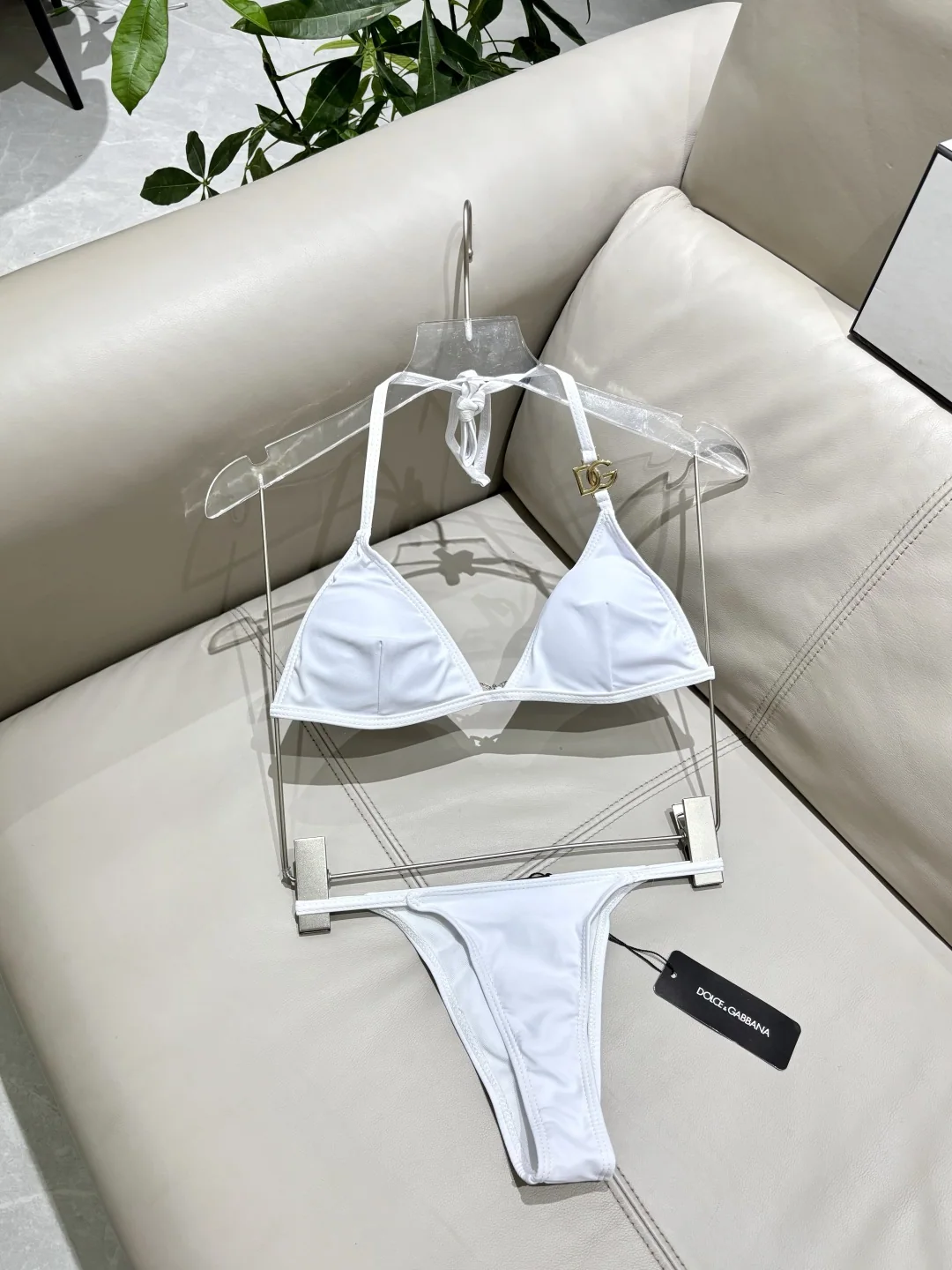 돌체앤가바나 여성 화이트 삼각 비키니 수영복 상세 이미지 9