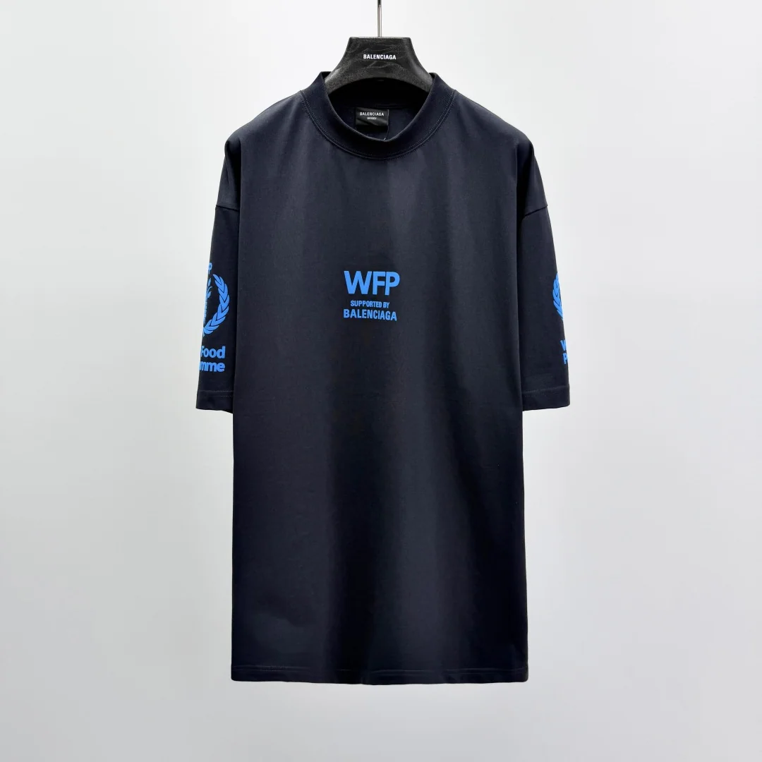 발렌시아가 WFP 프린트 코튼 라운드넥 반팔 니트 상세 이미지 1