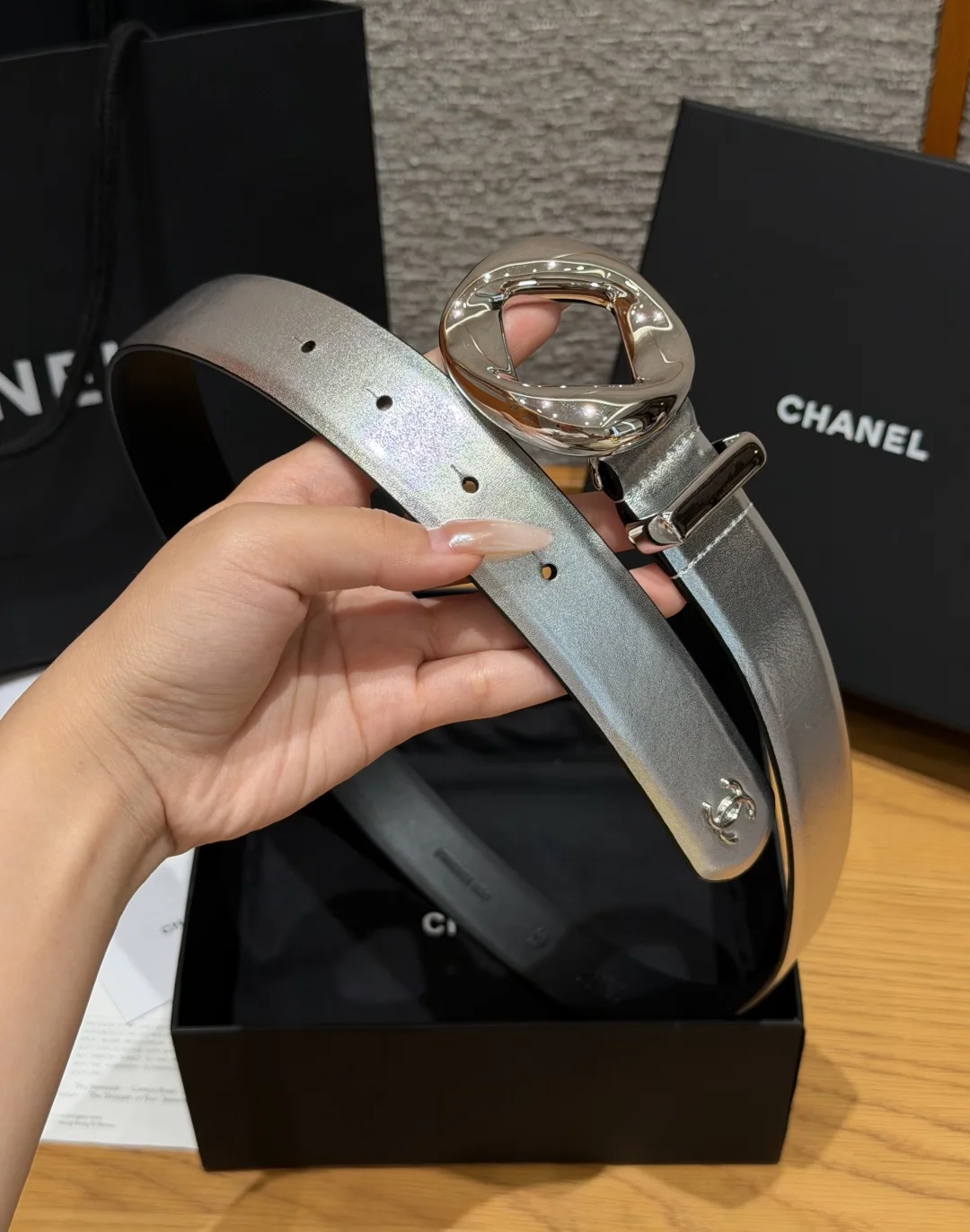샤넬 가죽 더블 C 로고 벨트 30mm 상세 이미지 5
