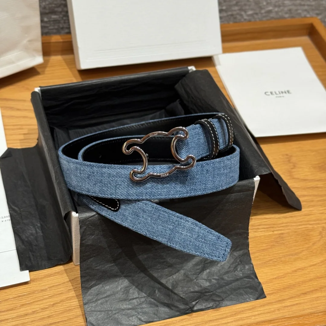 셀린느 개선문 데님 소가죽 벨트 174630