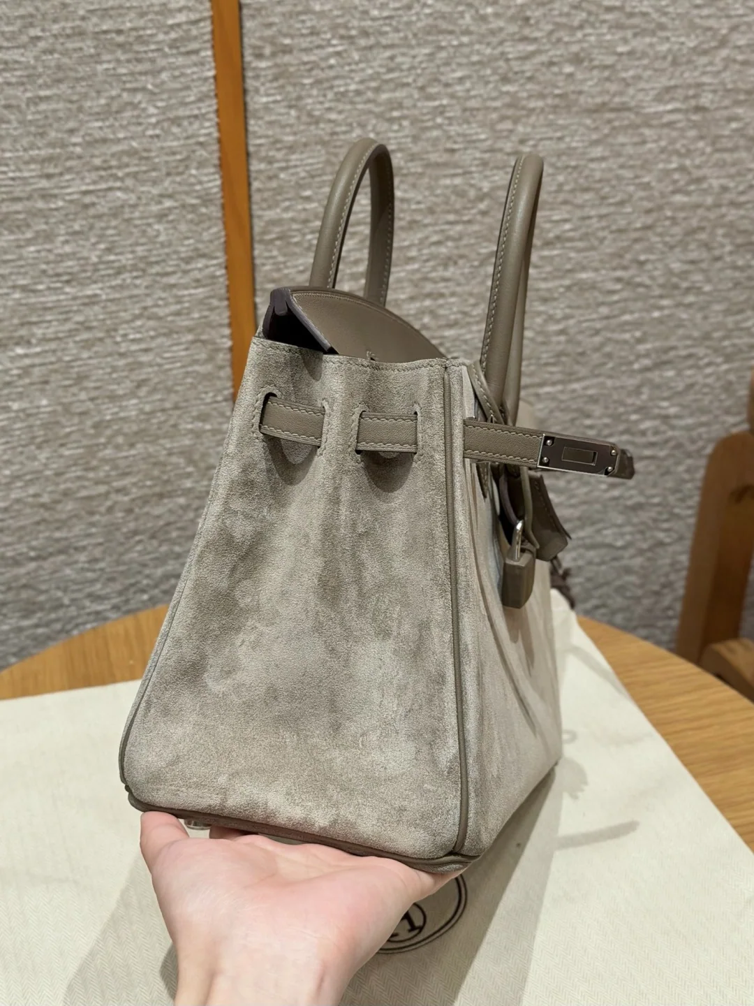 에르메스 버킨 25 페블 그레이 가죽 가방 상세 이미지 1
