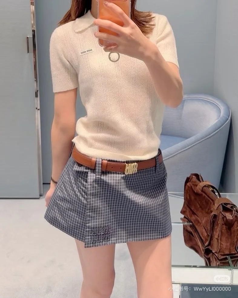 미우미우 여성 반팔 26 FW 캐시미어 상세 이미지 5