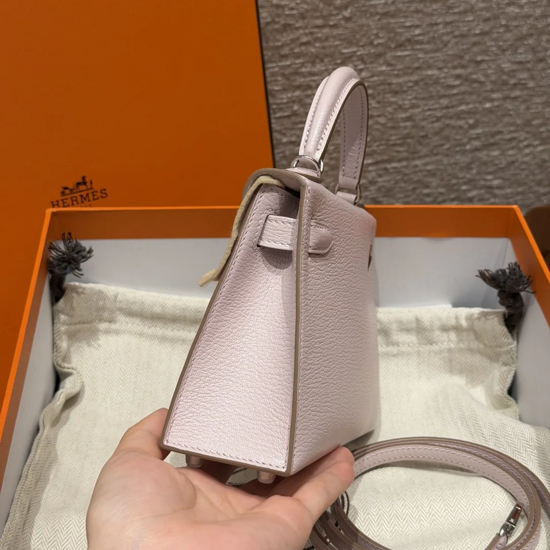 에르메스 미니 켈리 퍼플 실버 하드웨어 가방 상세 이미지 4