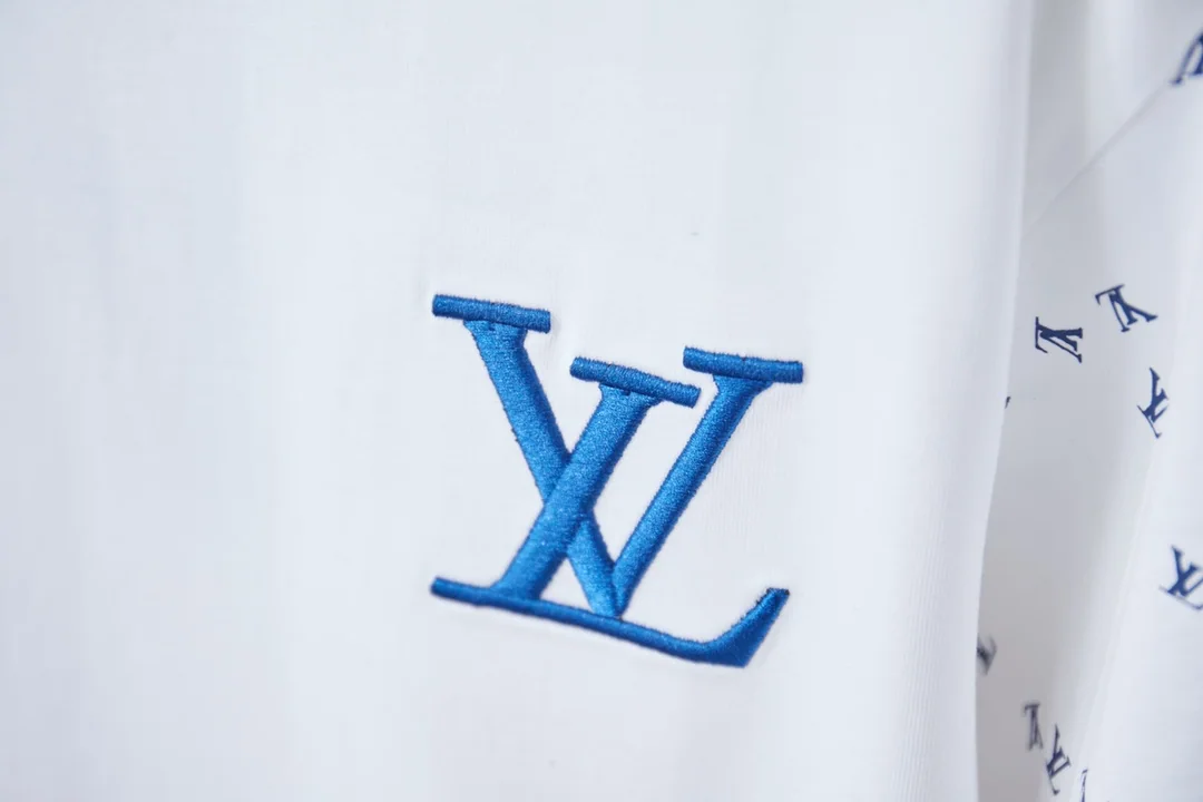 루이비통 자수 LV 레터 남녀공용 반팔 티셔츠 상세 이미지 4
