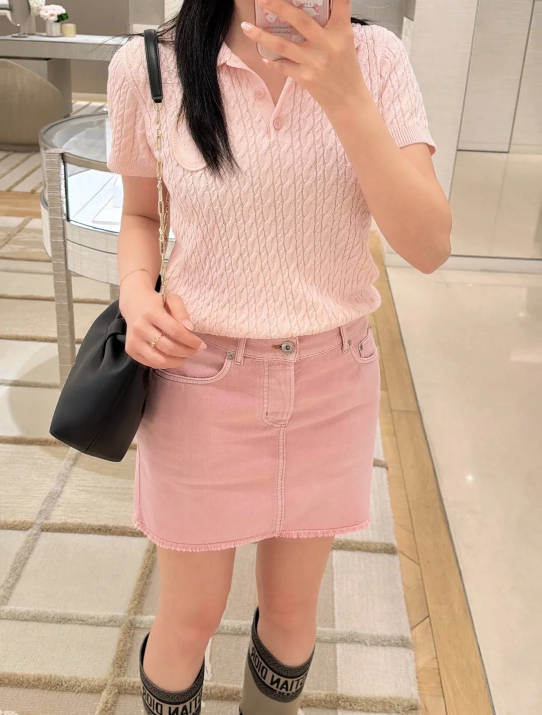 디올 핑크 데님 미니스커트 상세 이미지 5