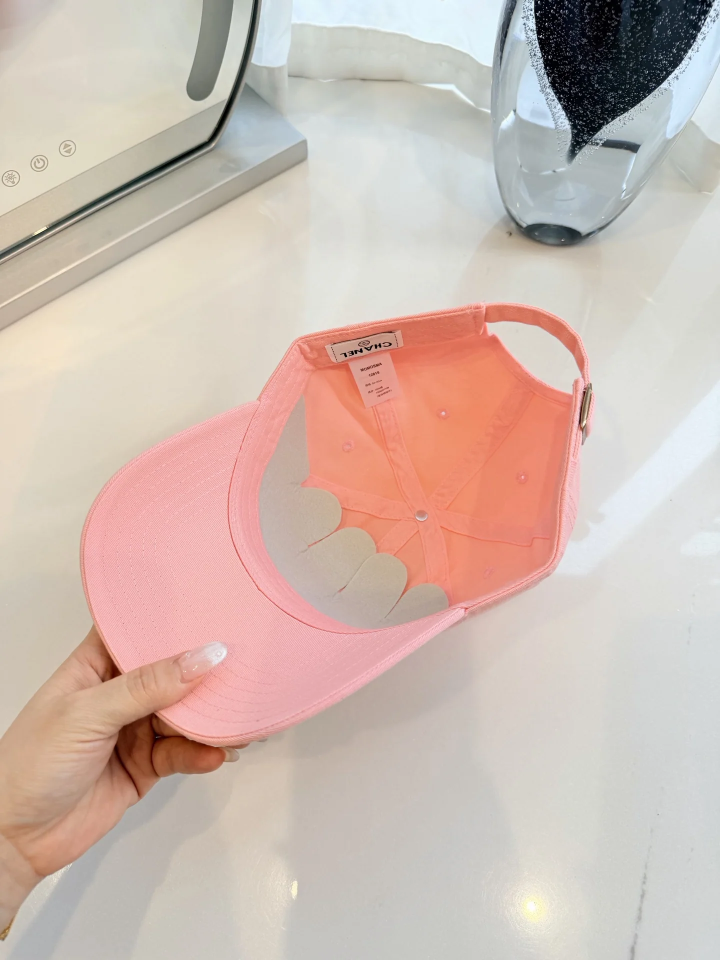 샤넬 더블 C 라인스톤 베이스볼 모자 상세 이미지 5