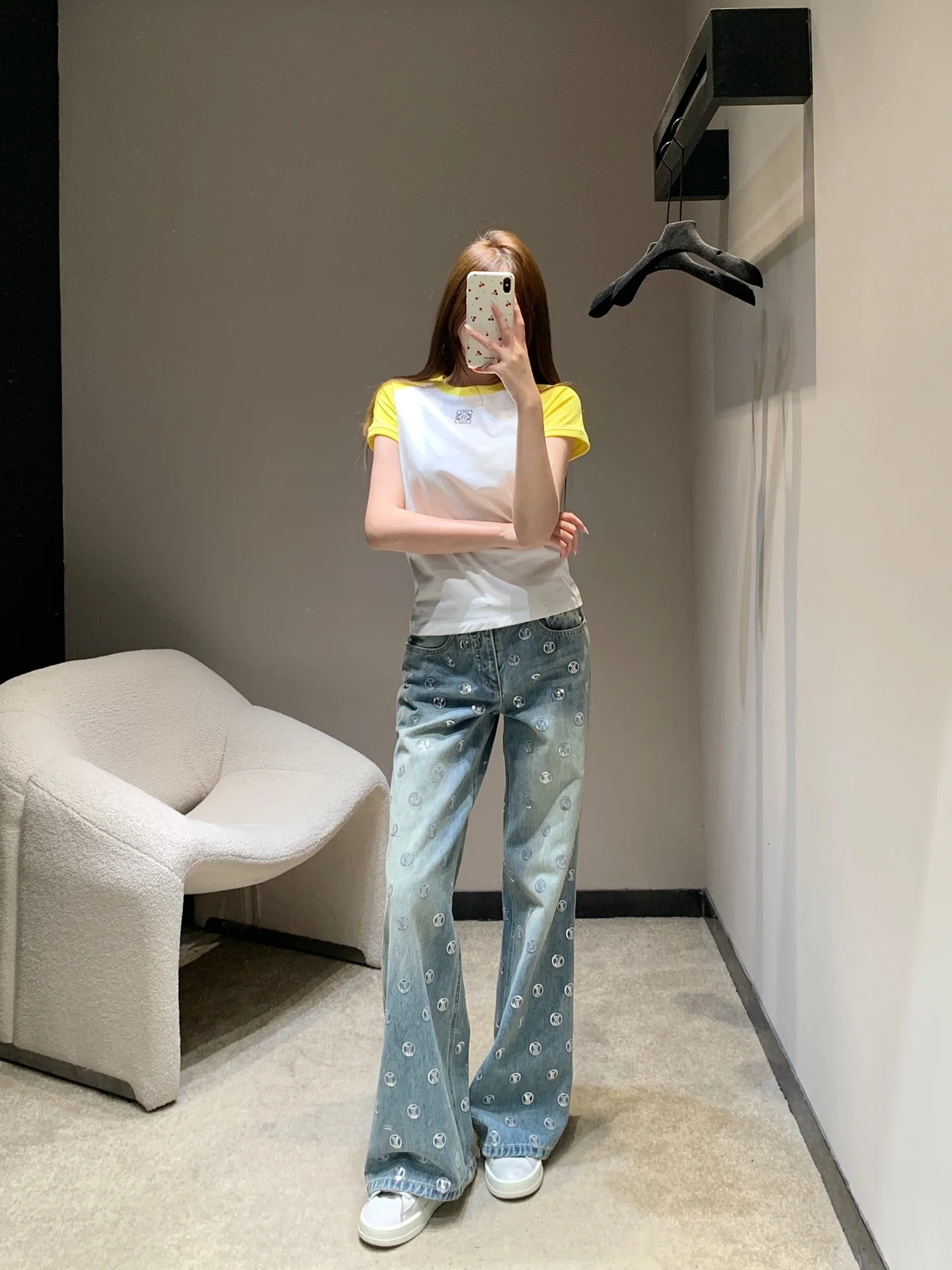 로에베 컬러 블록 자수 반팔 티셔츠 26 SS 상세 이미지 4