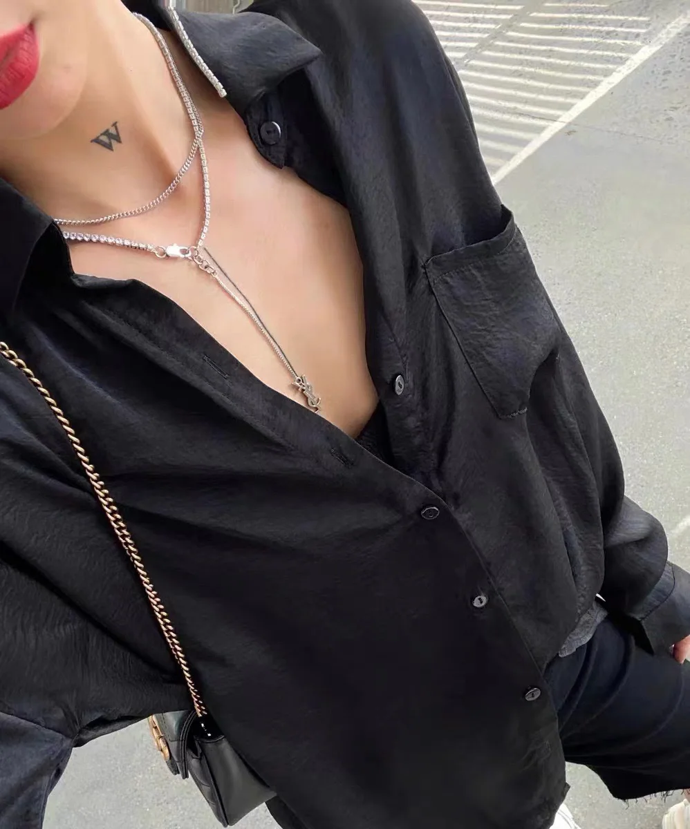 생로랑 레터 황동 목걸이 상세 이미지 5