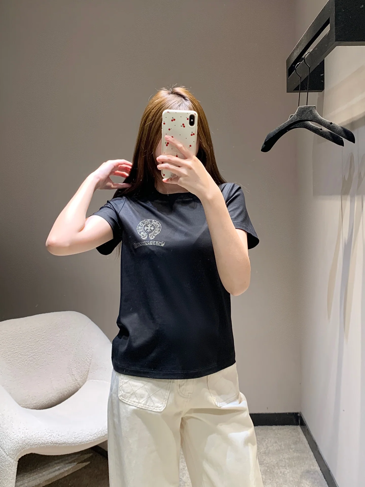 크롬하츠 크루넥 자수 반팔 티셔츠 여성용 26 SS 상세 이미지 3