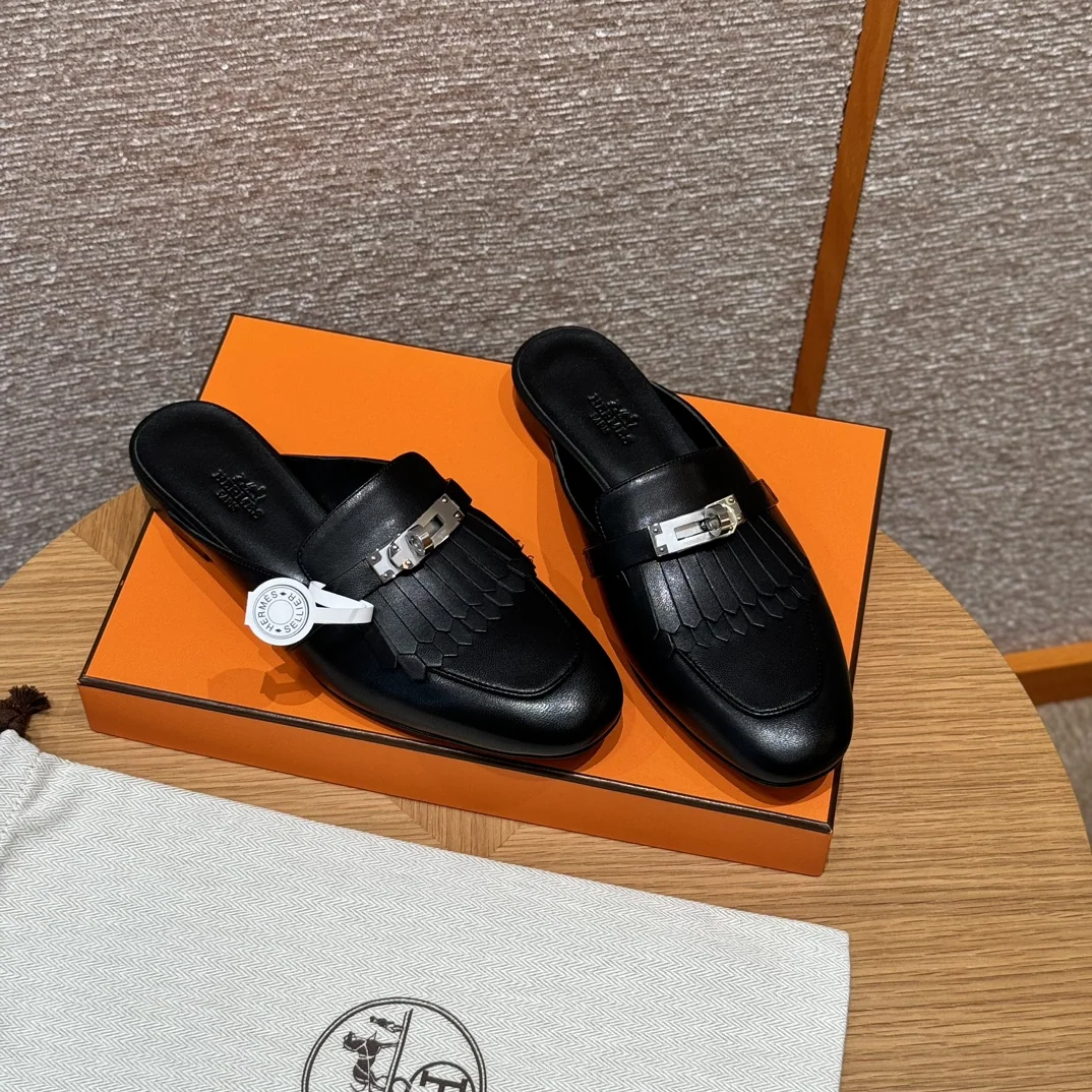 에르메스 188 온스 뮬 블랙 슬립온 신발 8542 상세 이미지 7