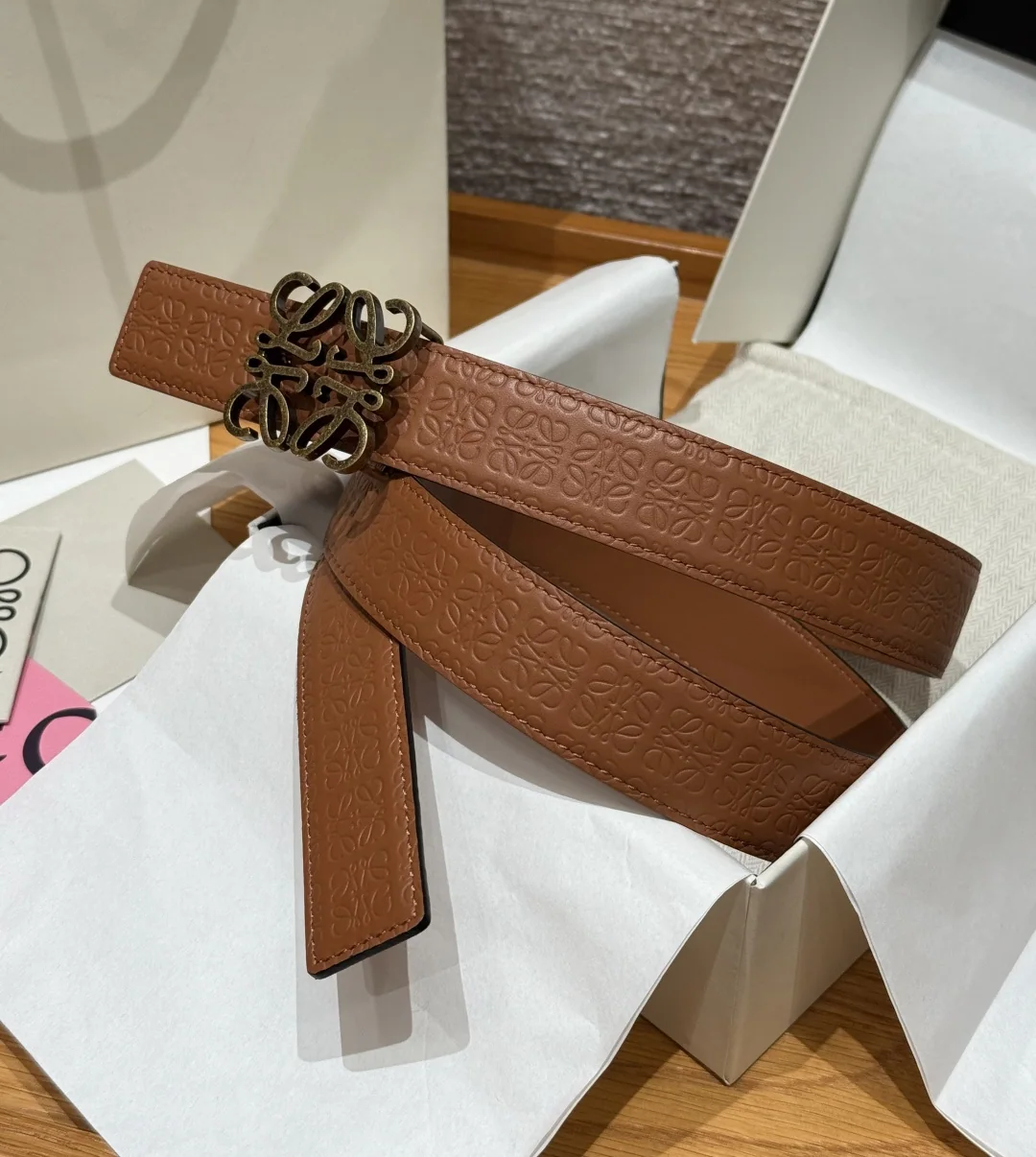 로에베 아나그램 리버시블 송아지가죽 벨트 177026