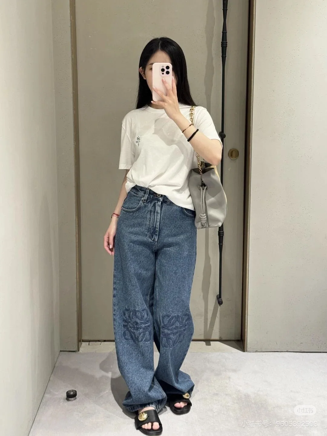 로에베 자수 로고 데님 여성 바지 25 SS 상세 이미지 9
