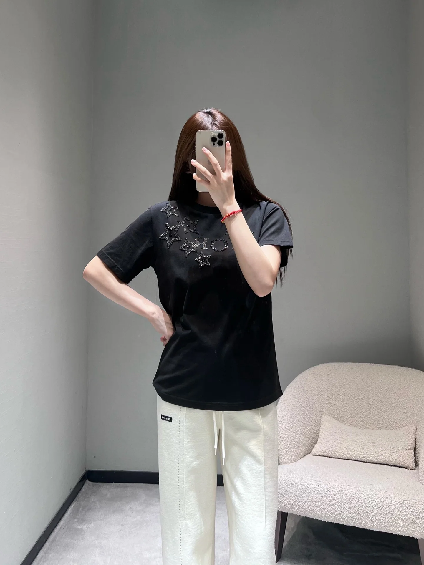 디올 CD 스타 장식 별 반팔 티셔츠 2026 SS 상세 이미지 3