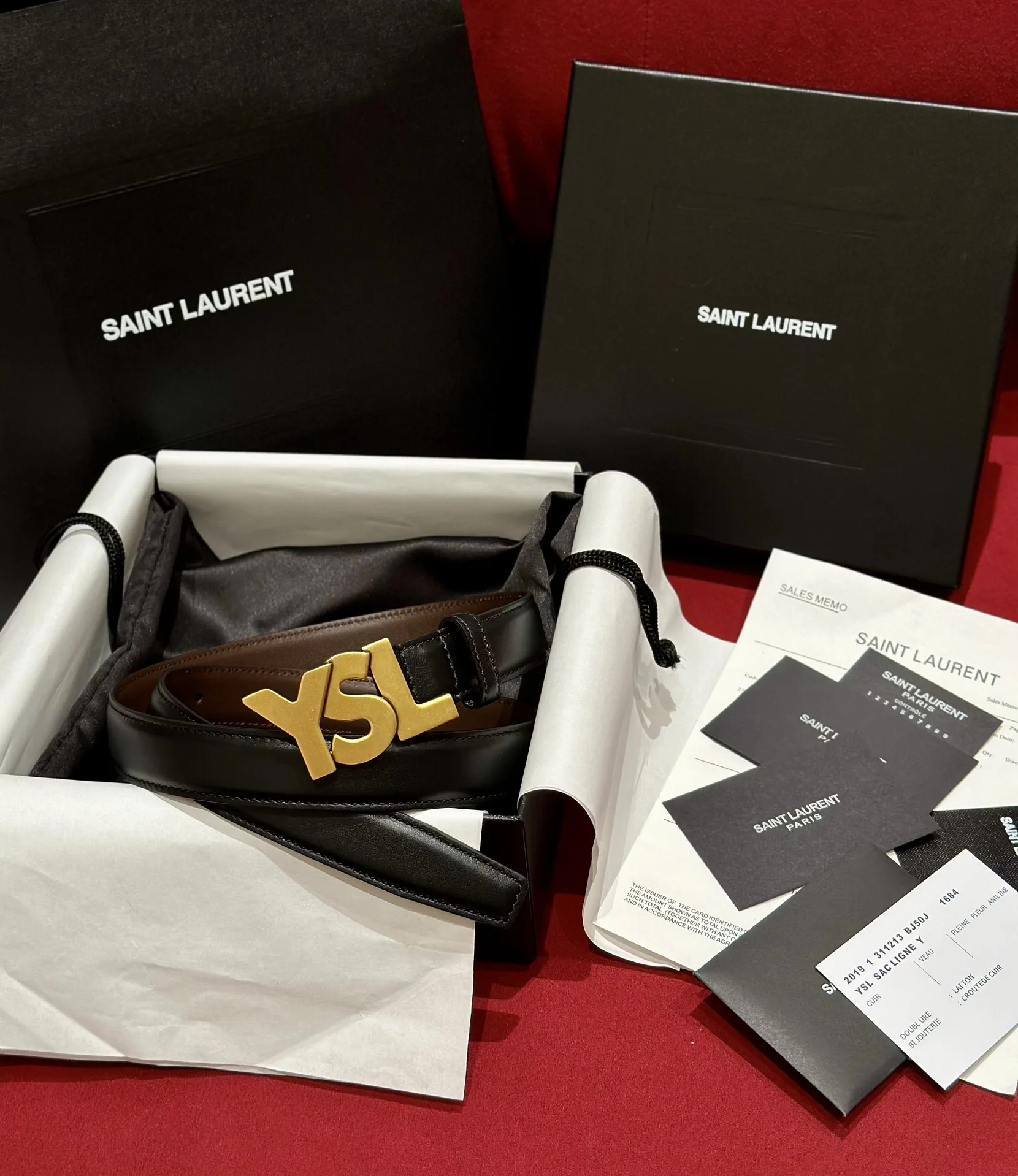 생로랑 양면 카프스킨 YSL 버클 벨트 174486