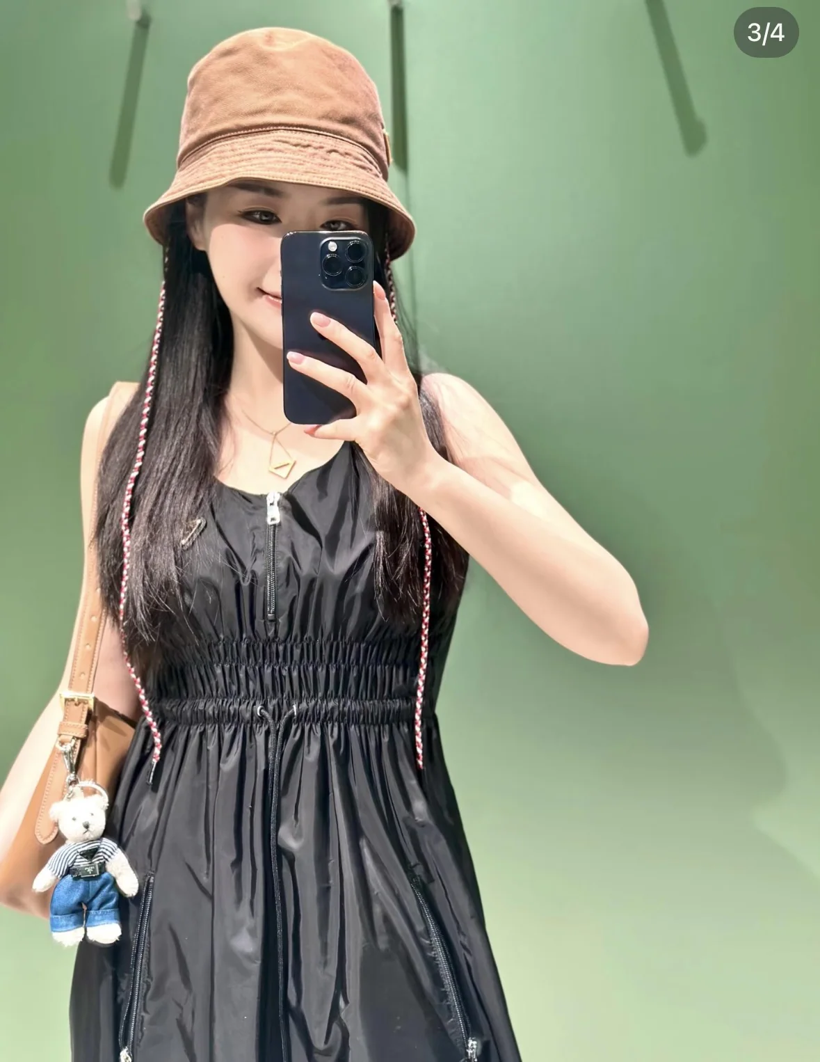 프라다 재활용 나일론 허리 스트링 여성 원피스 상세 이미지 2