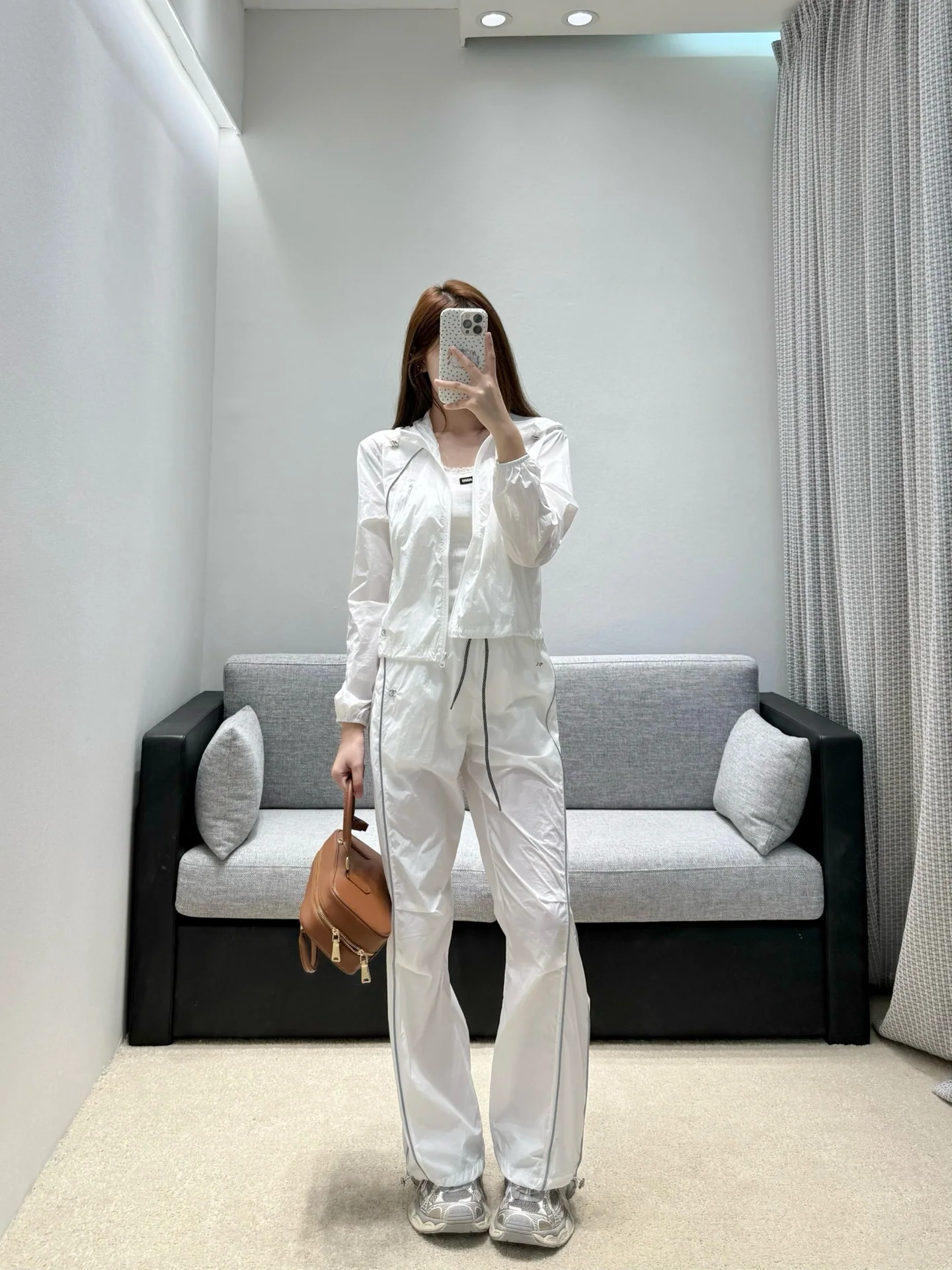 샤넬 여성 크롭 후드 재킷 와이드 팬츠 세트 상세 이미지 6