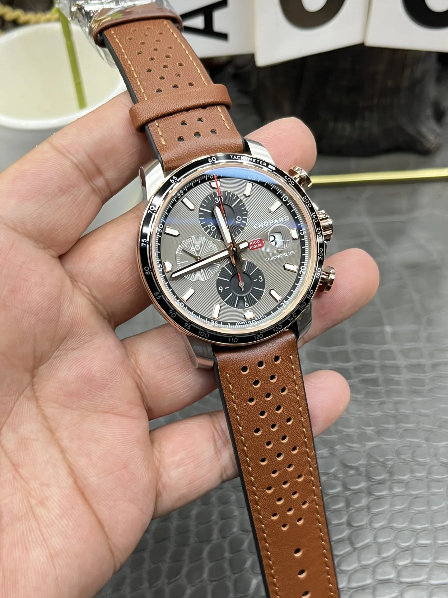 쇼파드 밀레밀리아 레이싱 공장 7750 크로노그래프 남성 시계 레플리카 45078 Chopard 상세 이미지 4