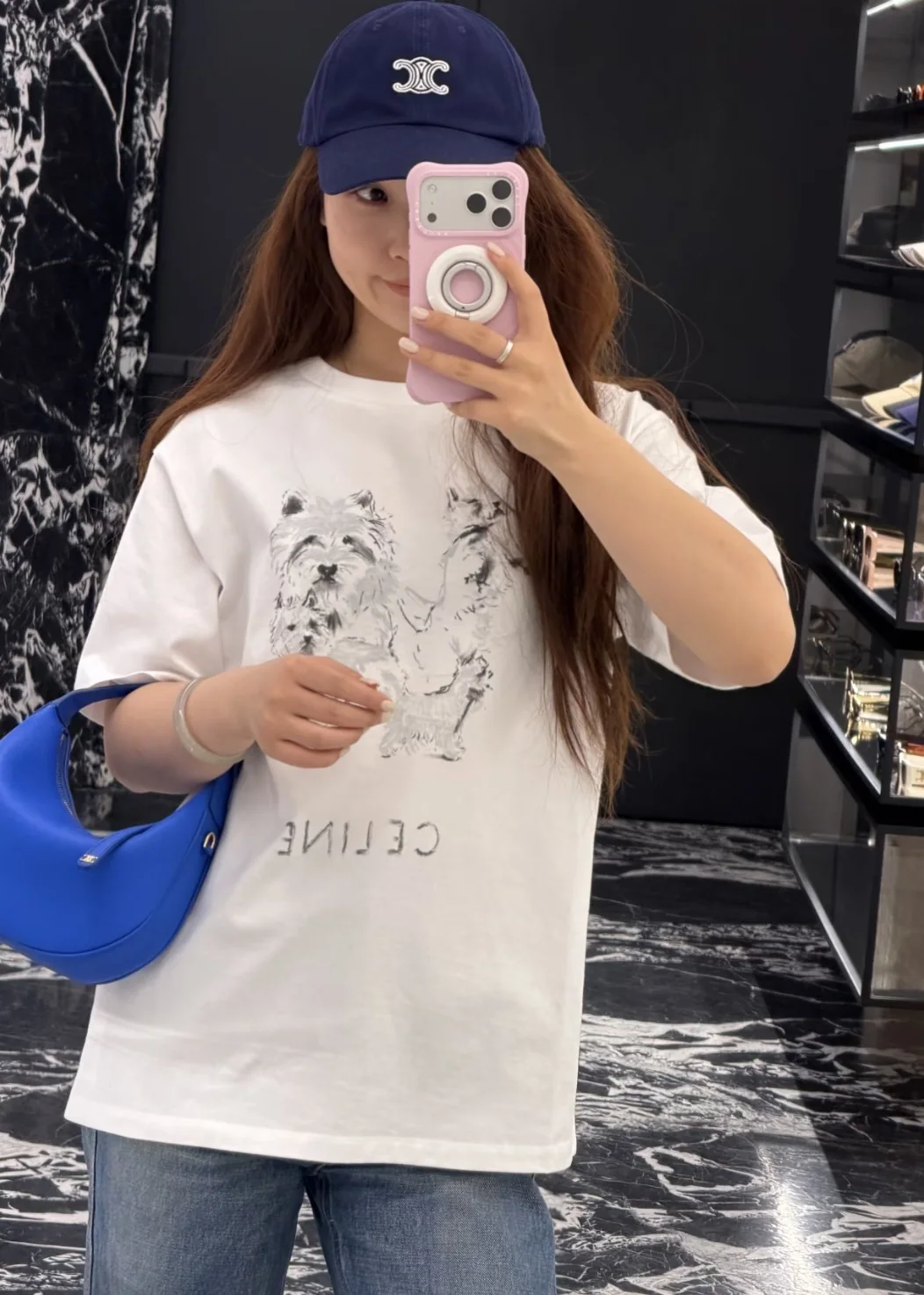 셀린느 강아지 패턴 여성 반팔 티셔츠 상세 이미지 8