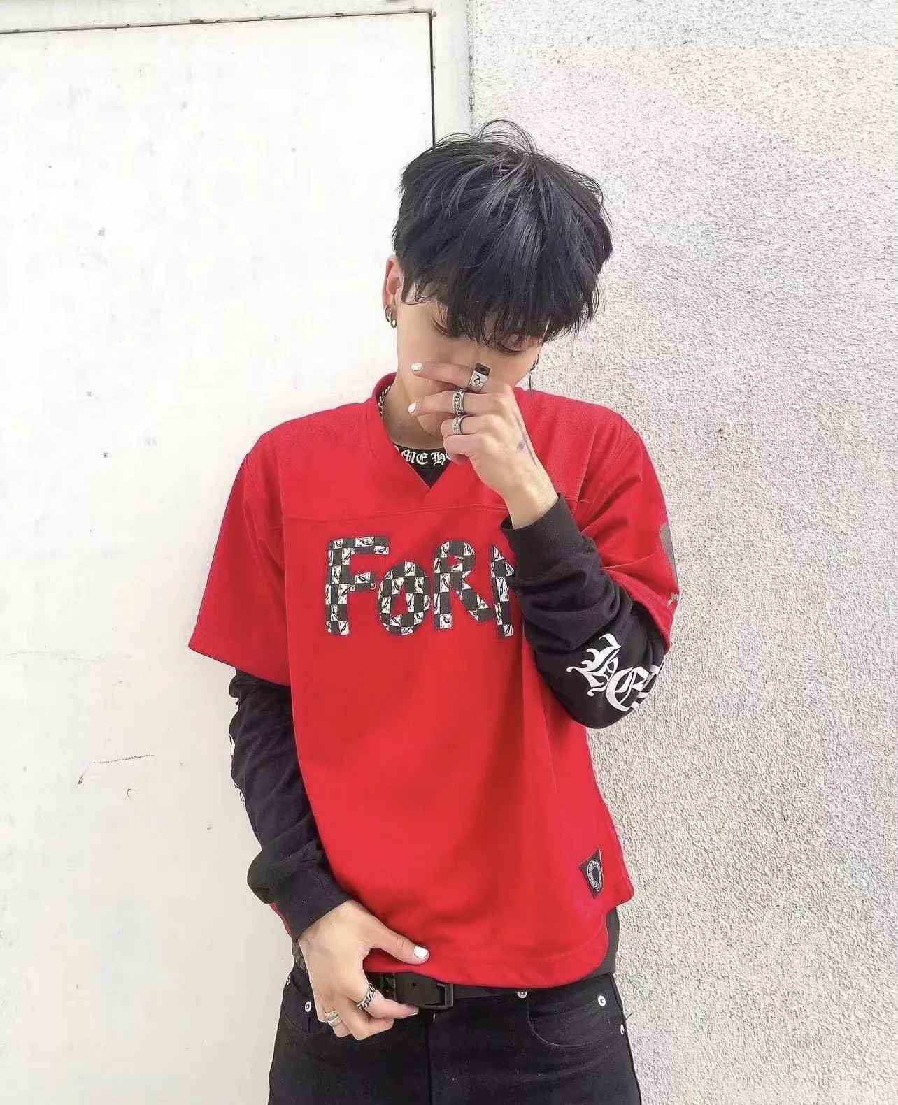 크롬하츠 매티보이 레드 V넥 메시 반팔티 상세 이미지 3