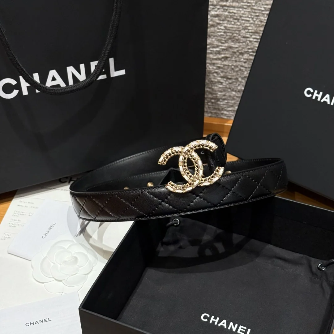 샤넬 더블 C 램스킨 메탈 로고 벨트 상세 이미지 2