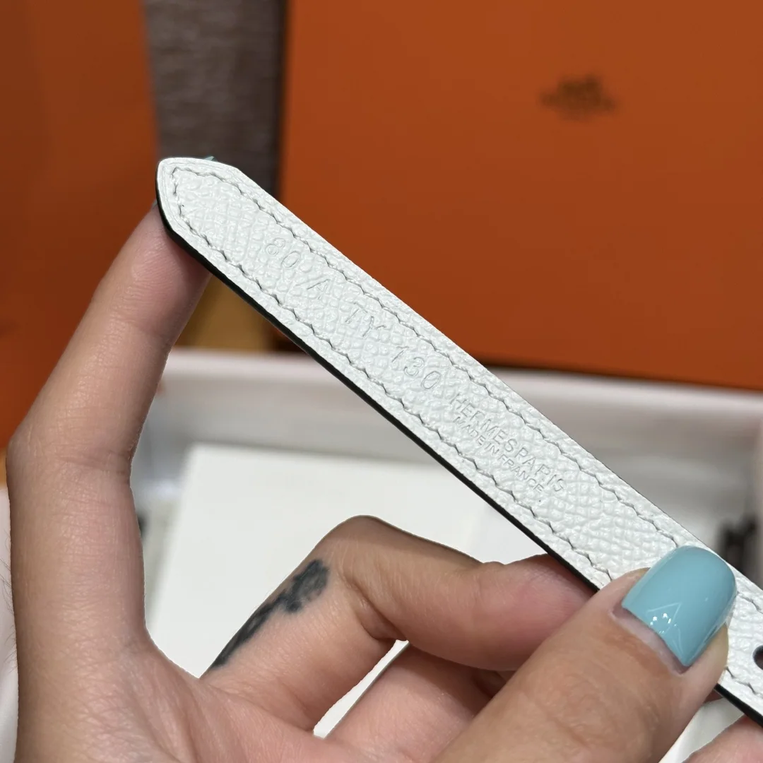 에르메스 양면 가죽 슬림 벨트 1.3 cm 골드 실버 버클 상세 이미지 5
