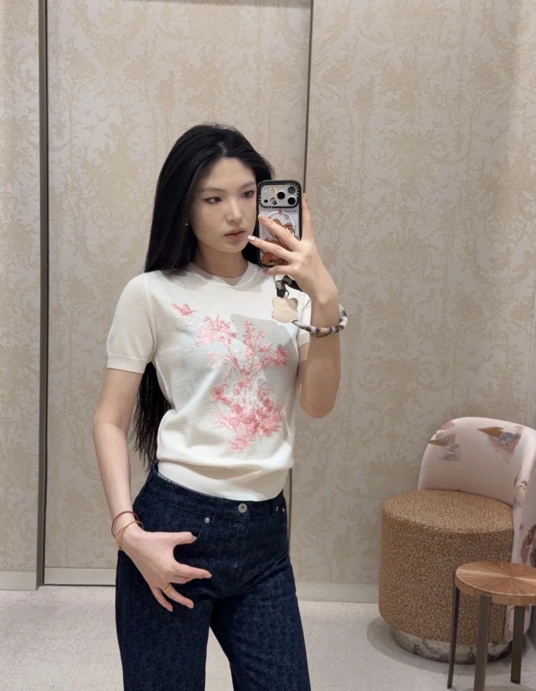 디올 꽃무늬 가든 프린트 반팔 티셔츠 상세 이미지 4