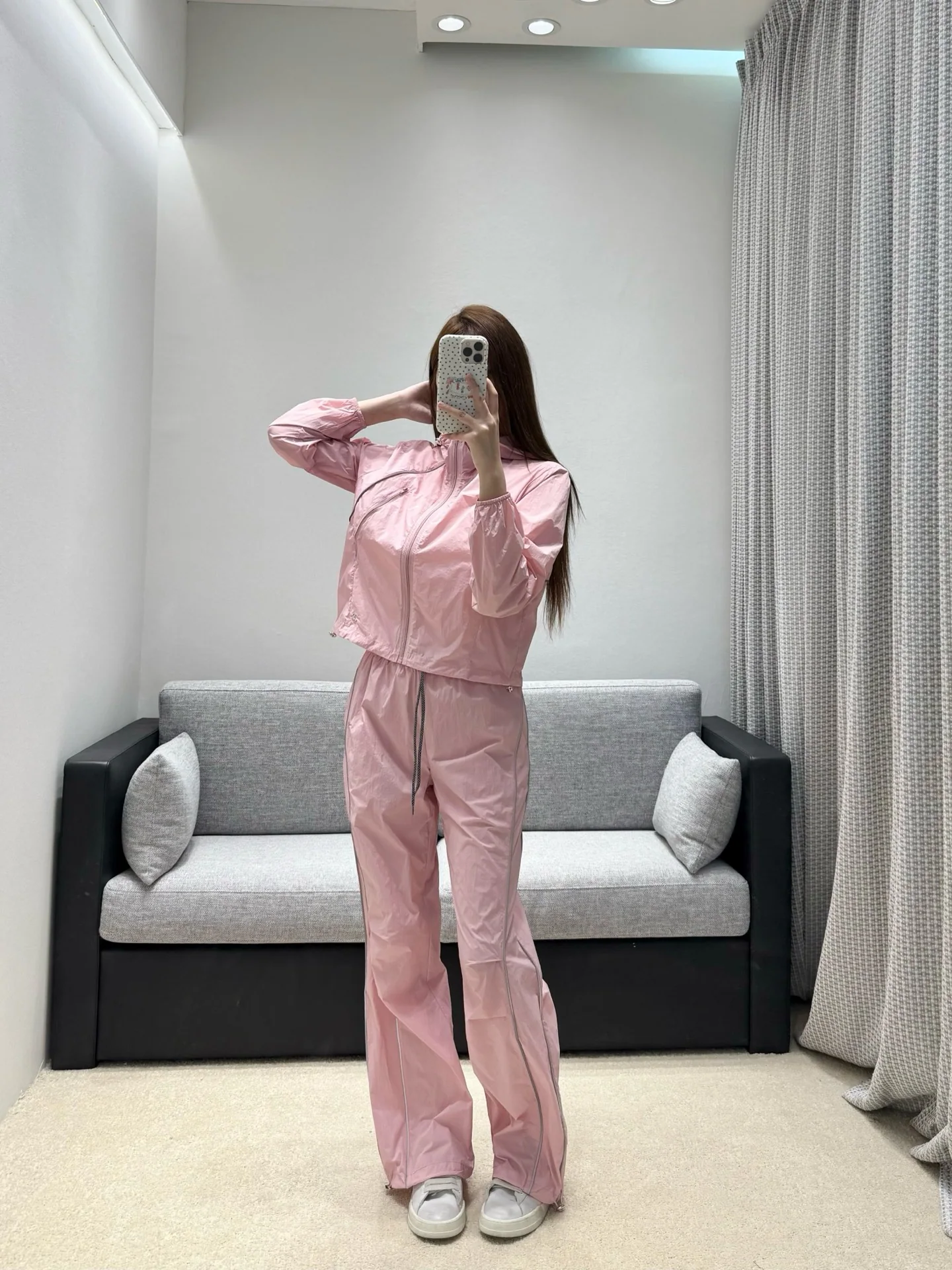 샤넬 크롭 후드 재킷 와이드 팬츠 세트 상세 이미지 3