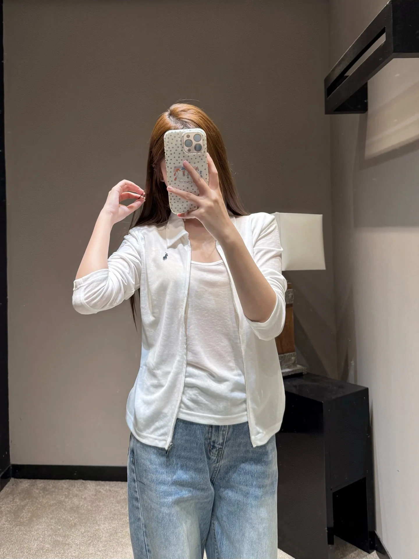 폴로 크리미 화이트 플리츠 여성 가디건 상세 이미지 9