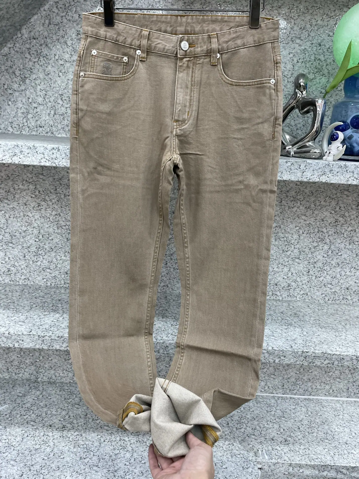 브루넬로쿠치넬리 남성 슬림핏 스트레이트 레그 진 바지 상세 이미지 5