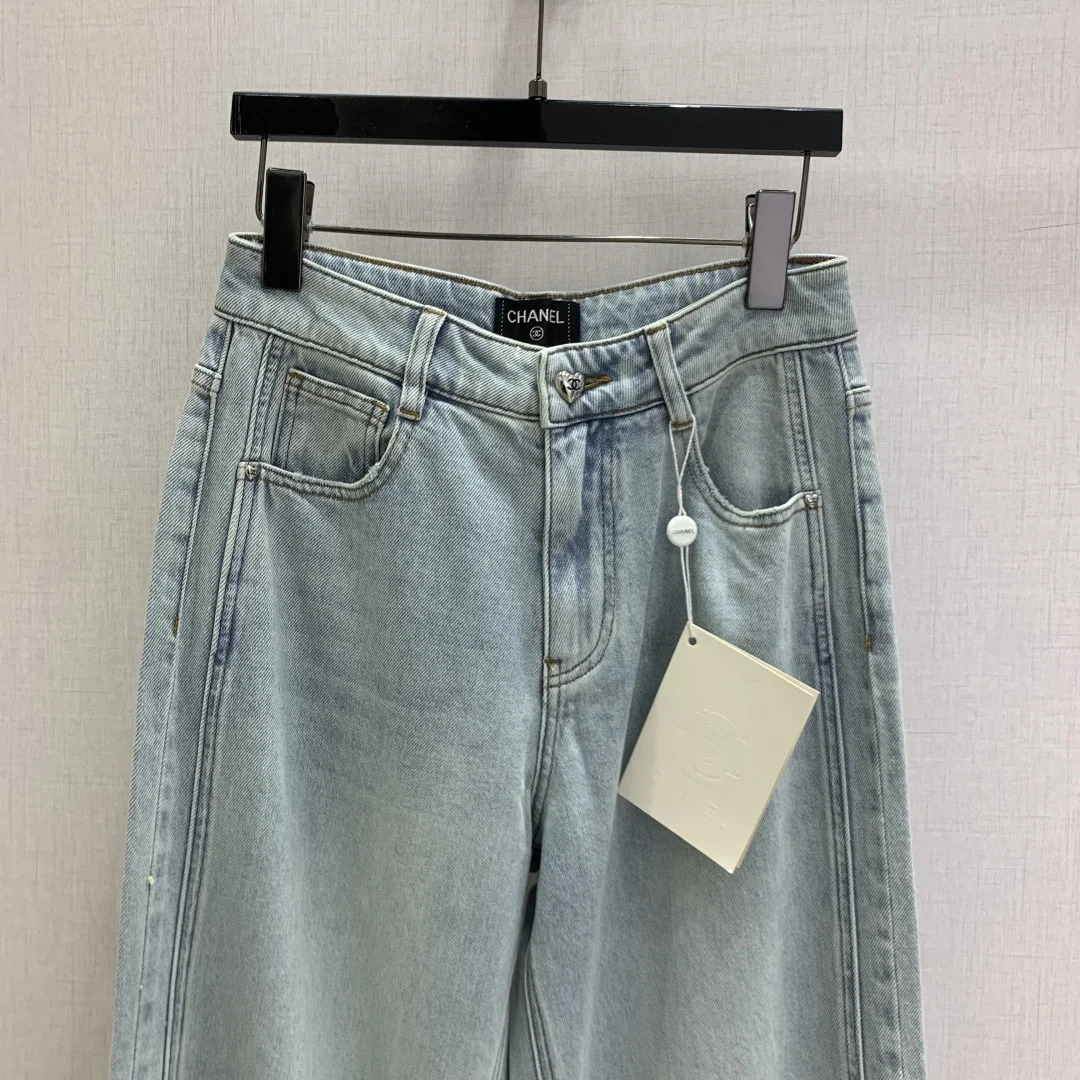 샤넬 더블 C 가죽 라벨 여성 바지 상세 이미지 4