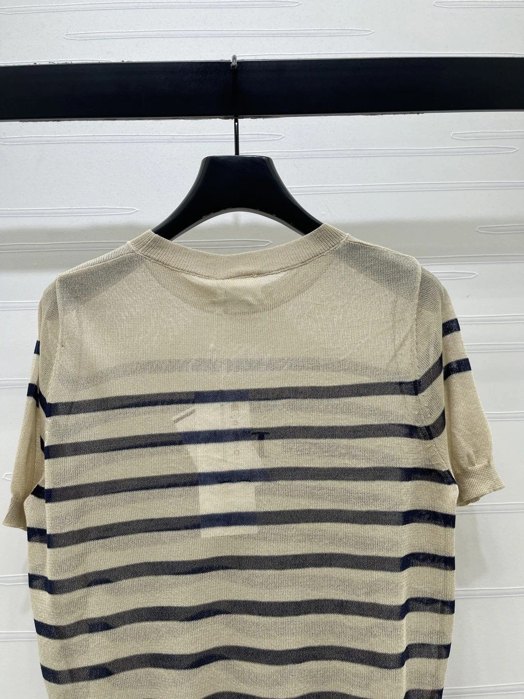 디올 스트라이프 크루넥 실크 울 반팔 니트 셔츠 상세 이미지 7