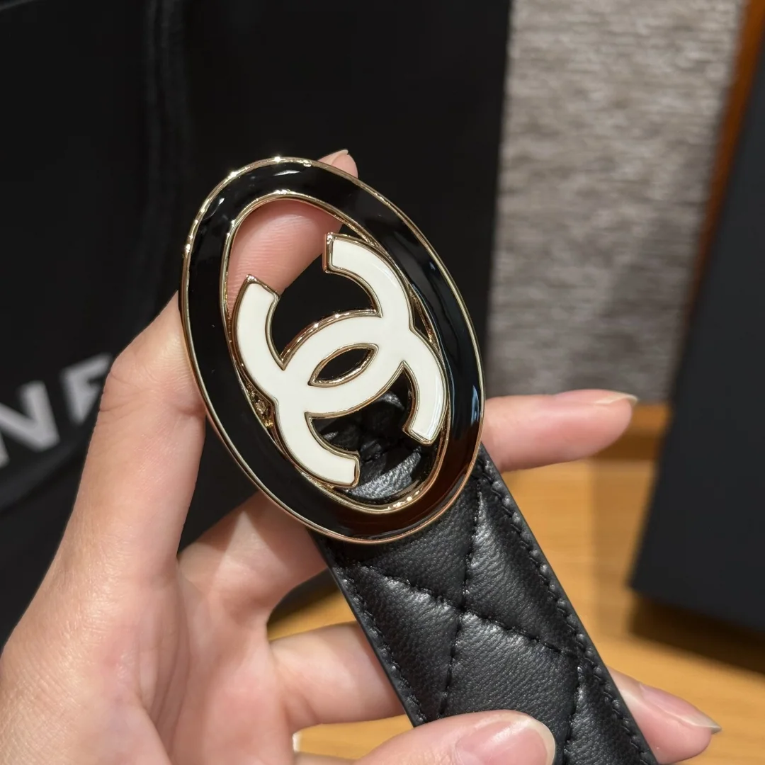 샤넬 더블 C 메탈 로고 램스킨 벨트 상세 이미지 6