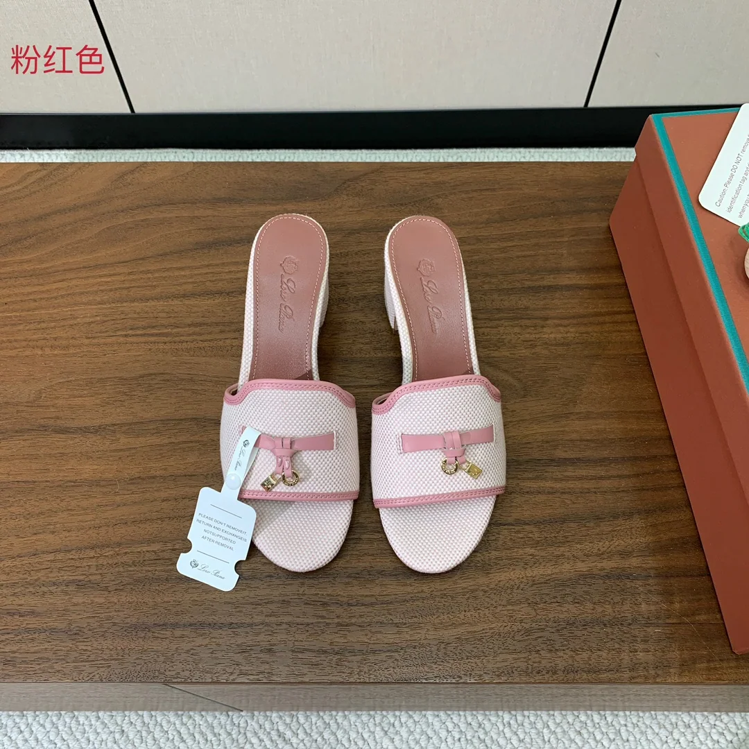 로로피아나 컬러 블록 미드힐 뮬 147243