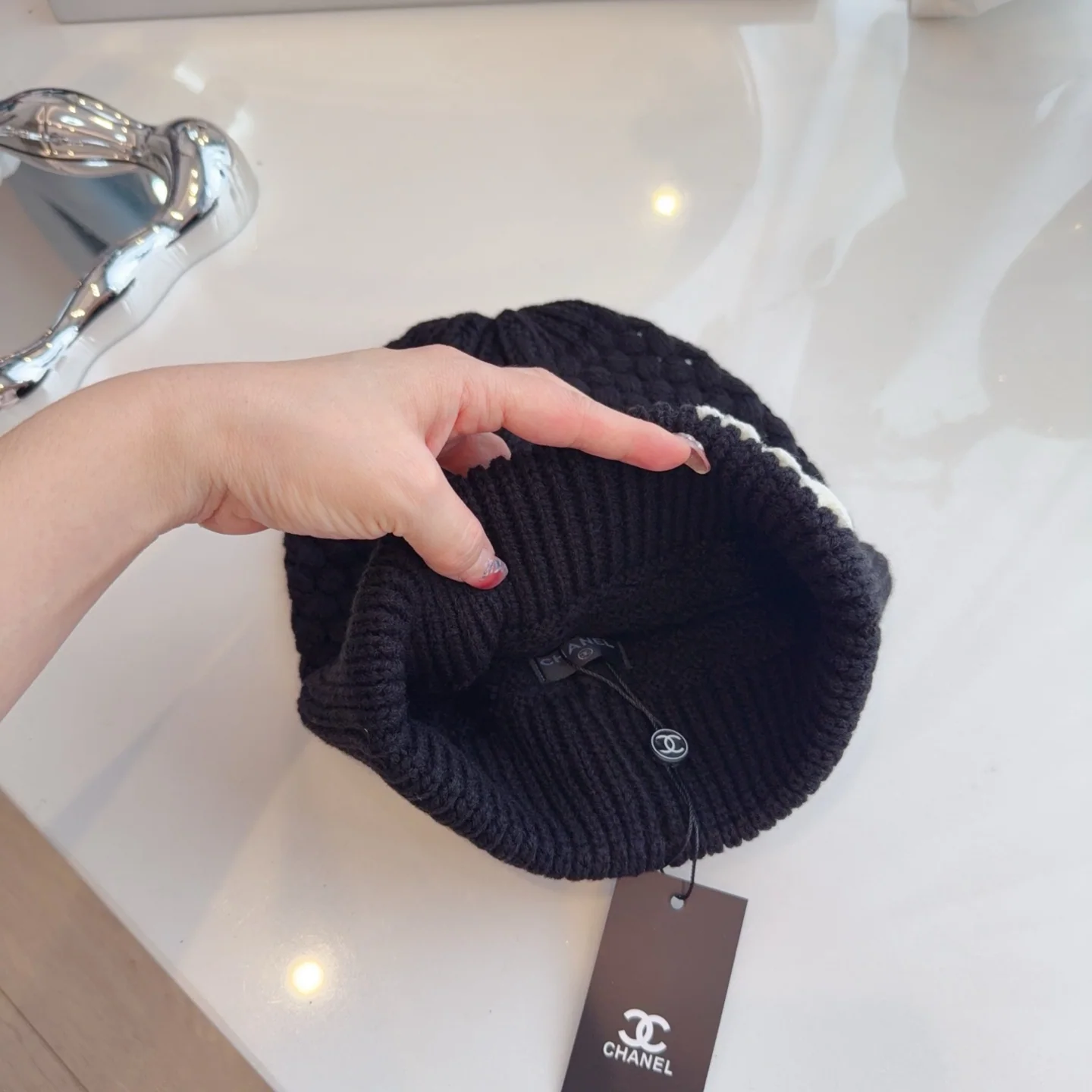 샤넬 울 니트 비니 모자 상세 이미지 7