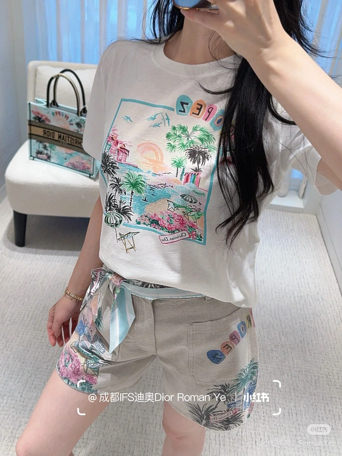 디올 생트로페 플라자 홀리데이 린넨 반팔 티셔츠 25 SS 상세 이미지 2