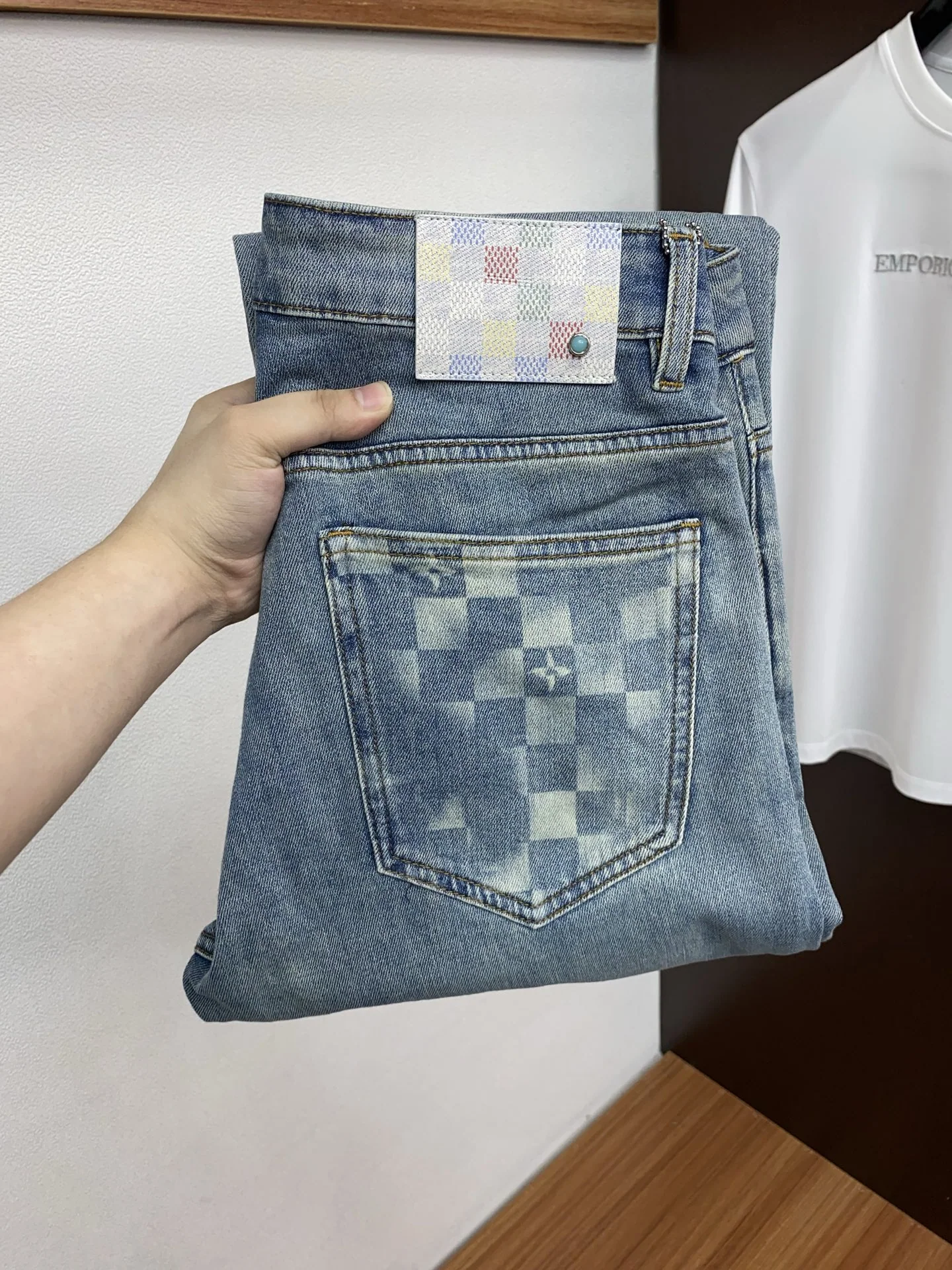 루이비통 남성 슬림 핏 데님 바지 상세 이미지 1