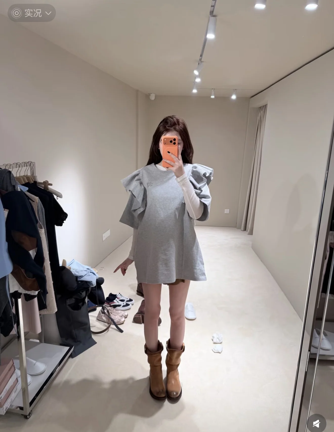 미우미우 프릴 디테일 코튼 반팔 티셔츠 상세 이미지 9