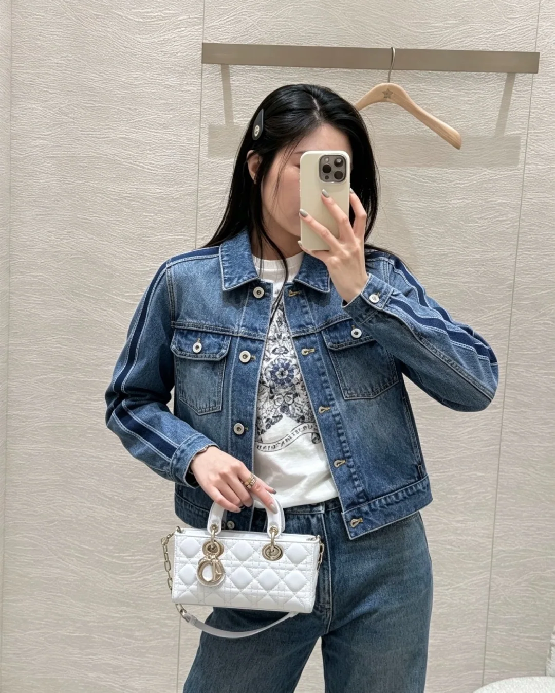 디올 컬러블록 레터 데님 자켓 상세 이미지 3