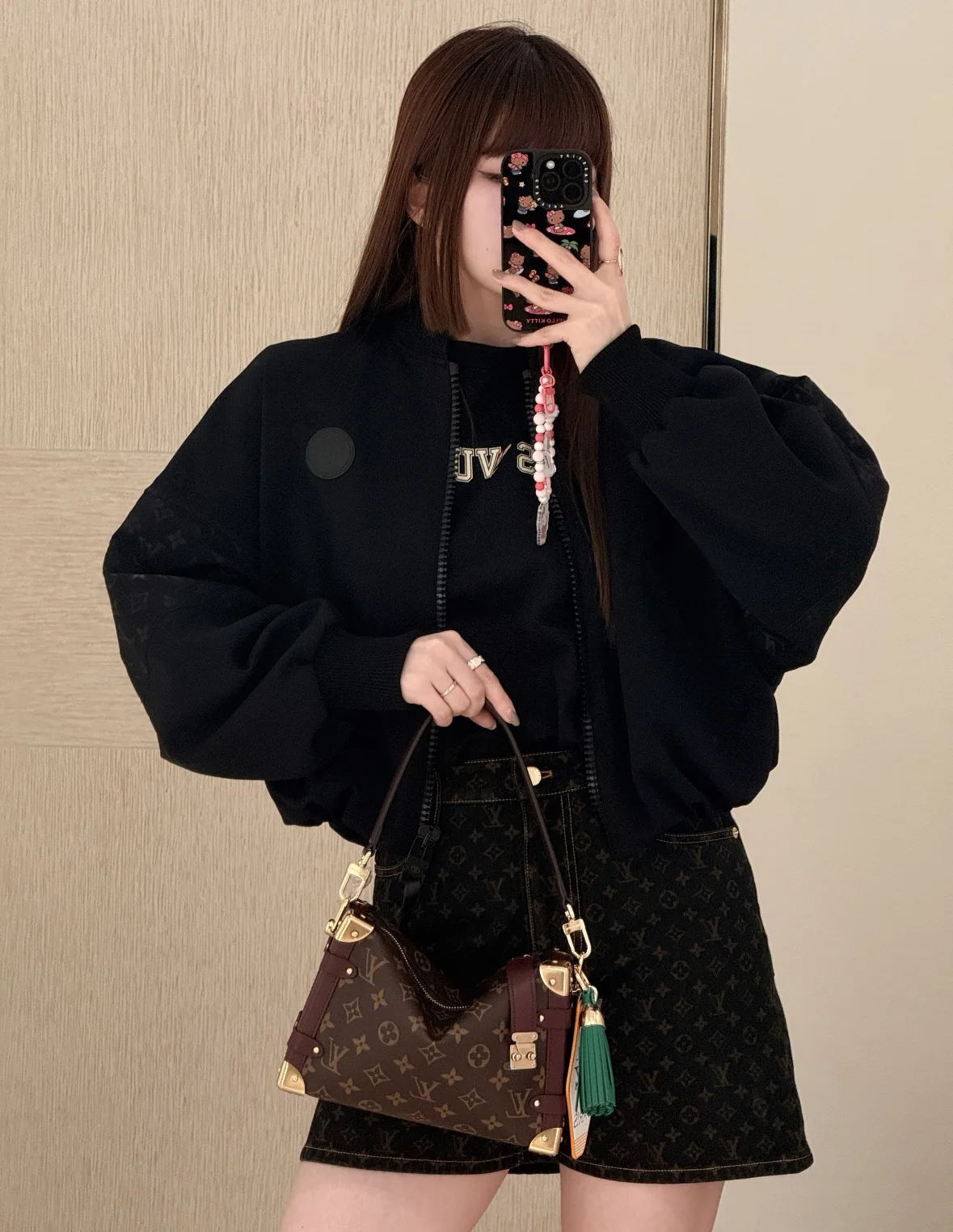루이비통 스탠드 카라 메시 배색 여성 자켓 상세 이미지 1