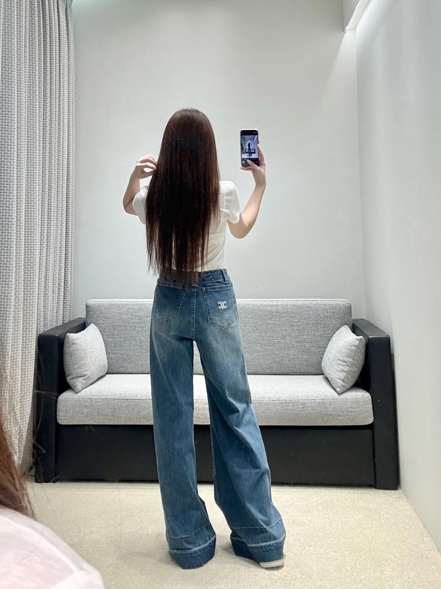 셀린느 와이드 레그 하이웨이스트 여성 바지 상세 이미지 7