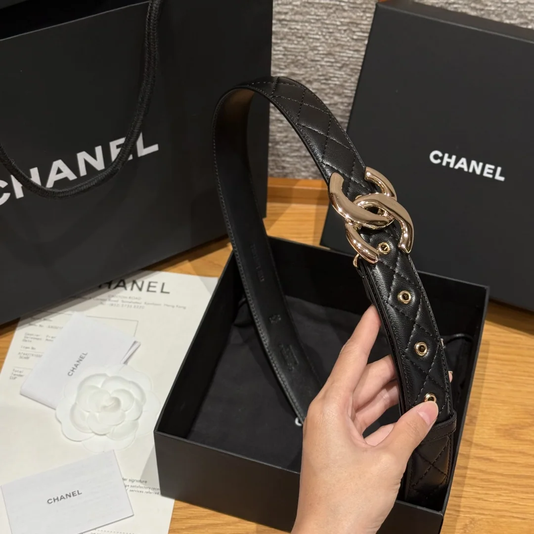 샤넬 램스킨 더블 C 메탈 로고 벨트 상세 이미지 4