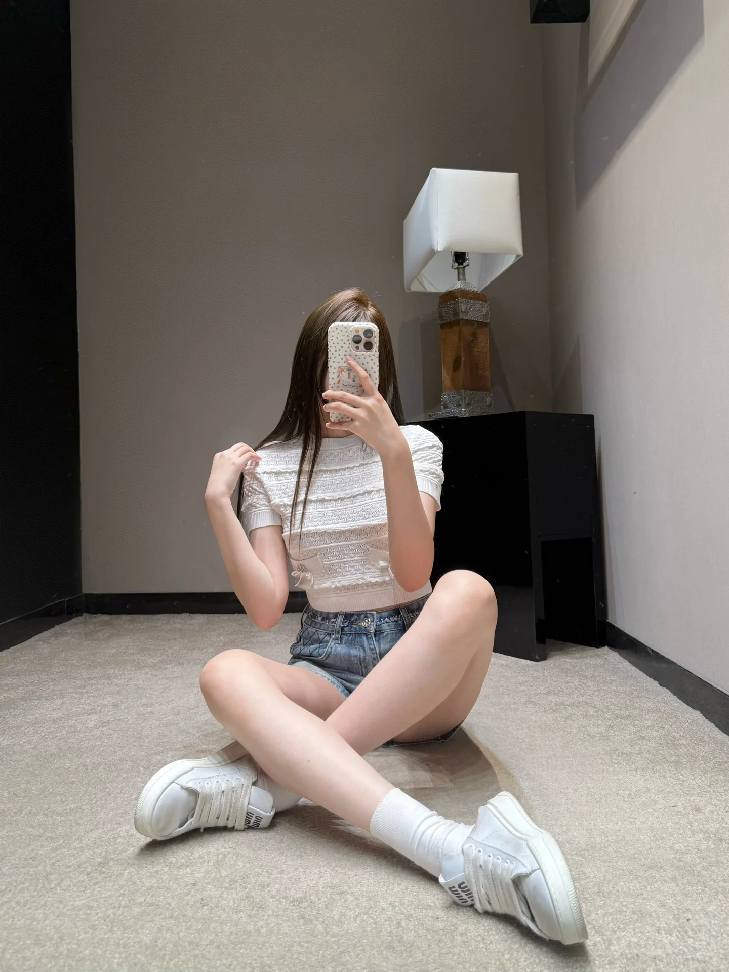 샤넬 다이아몬드 퀼팅 체인 허리 워시드 데님 반바지 상세 이미지 7